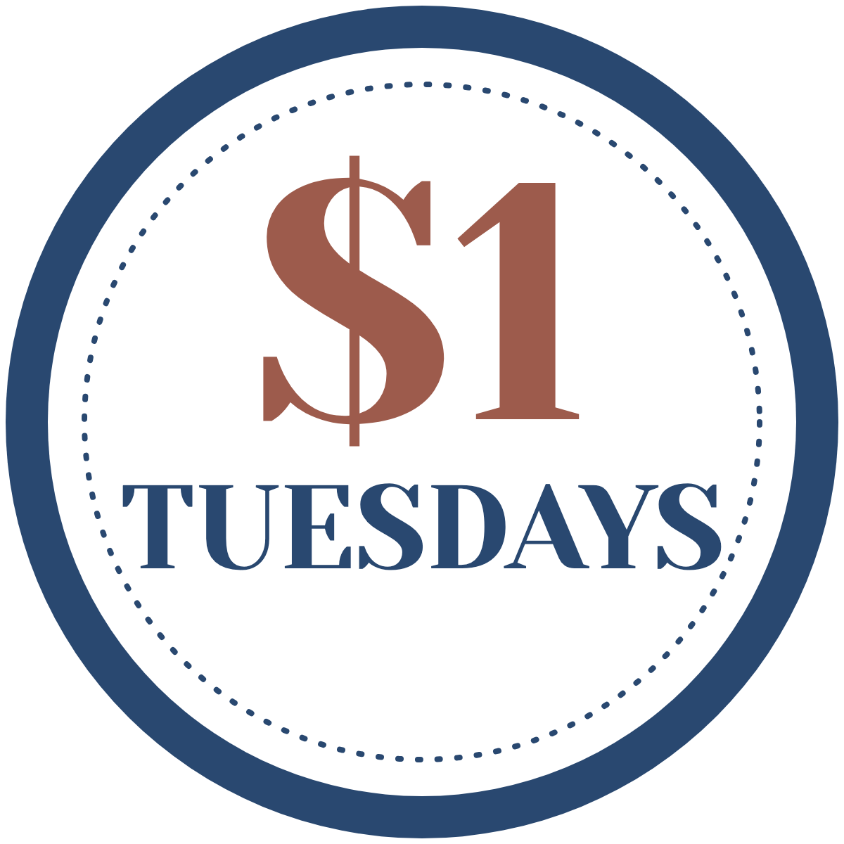 One dollar Tuesdays badge